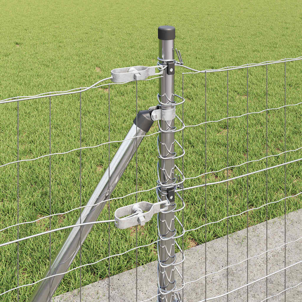 Fence with Post Silver 0.6 x 10 m Steel