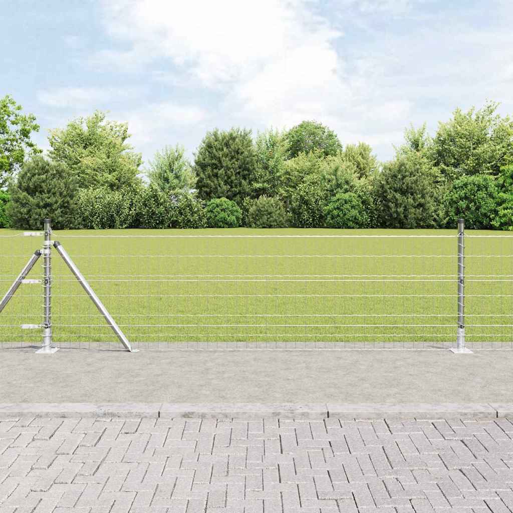 Fence with Post Silver 0.6 x 10 m Steel