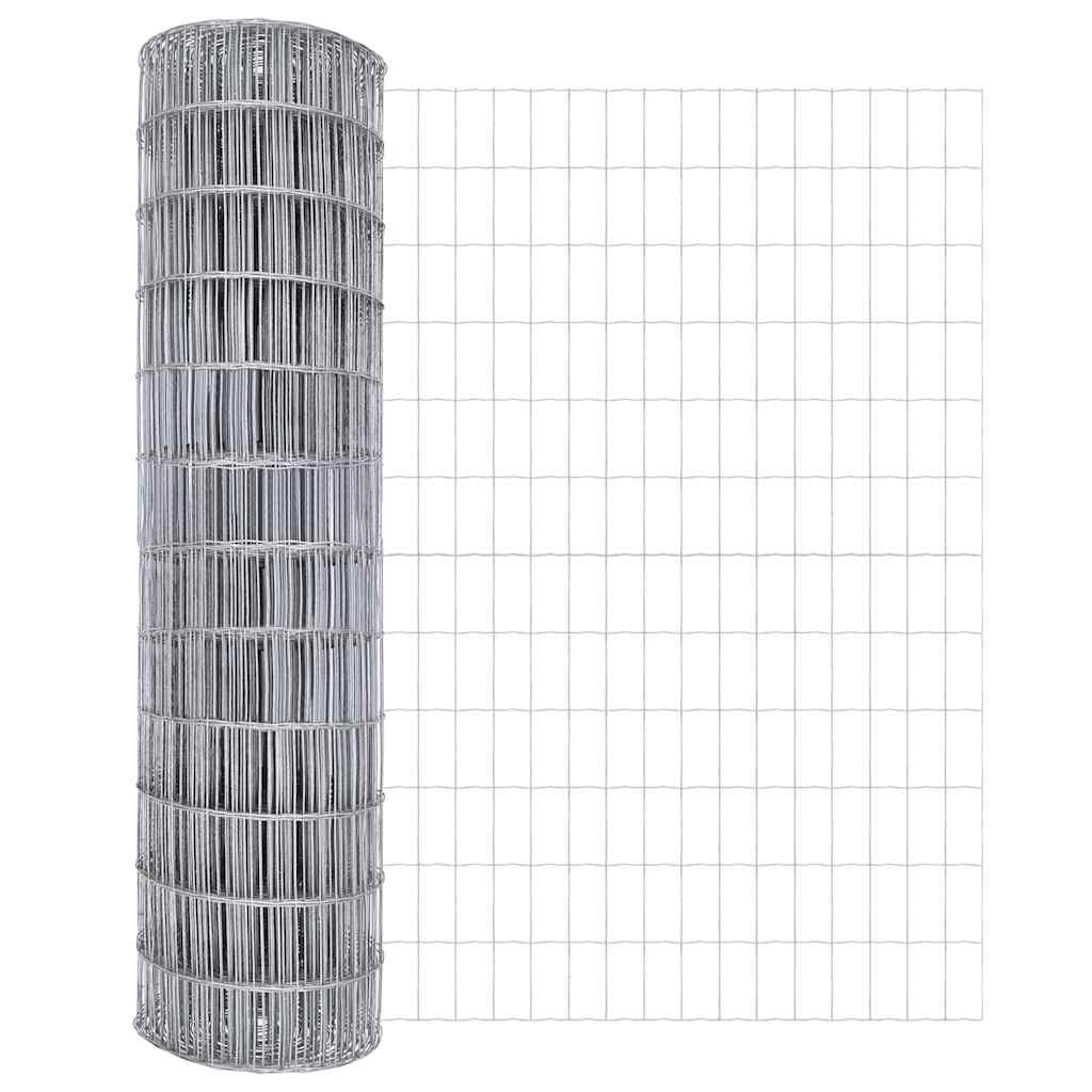 Fence with Post Silver 0.8 x 10 m Steel