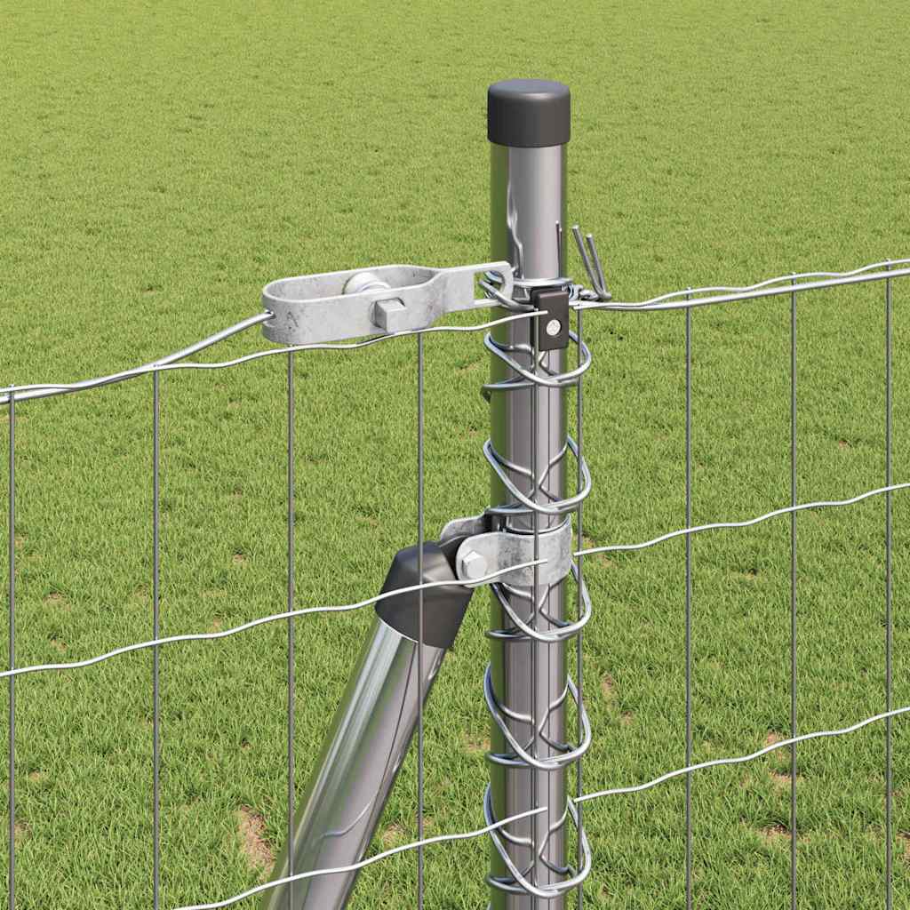 Fence with Post Silver 1.5 x 10 m Steel