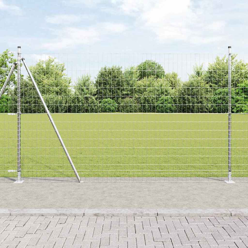 Fence with Post Silver 1.5 x 10 m Steel