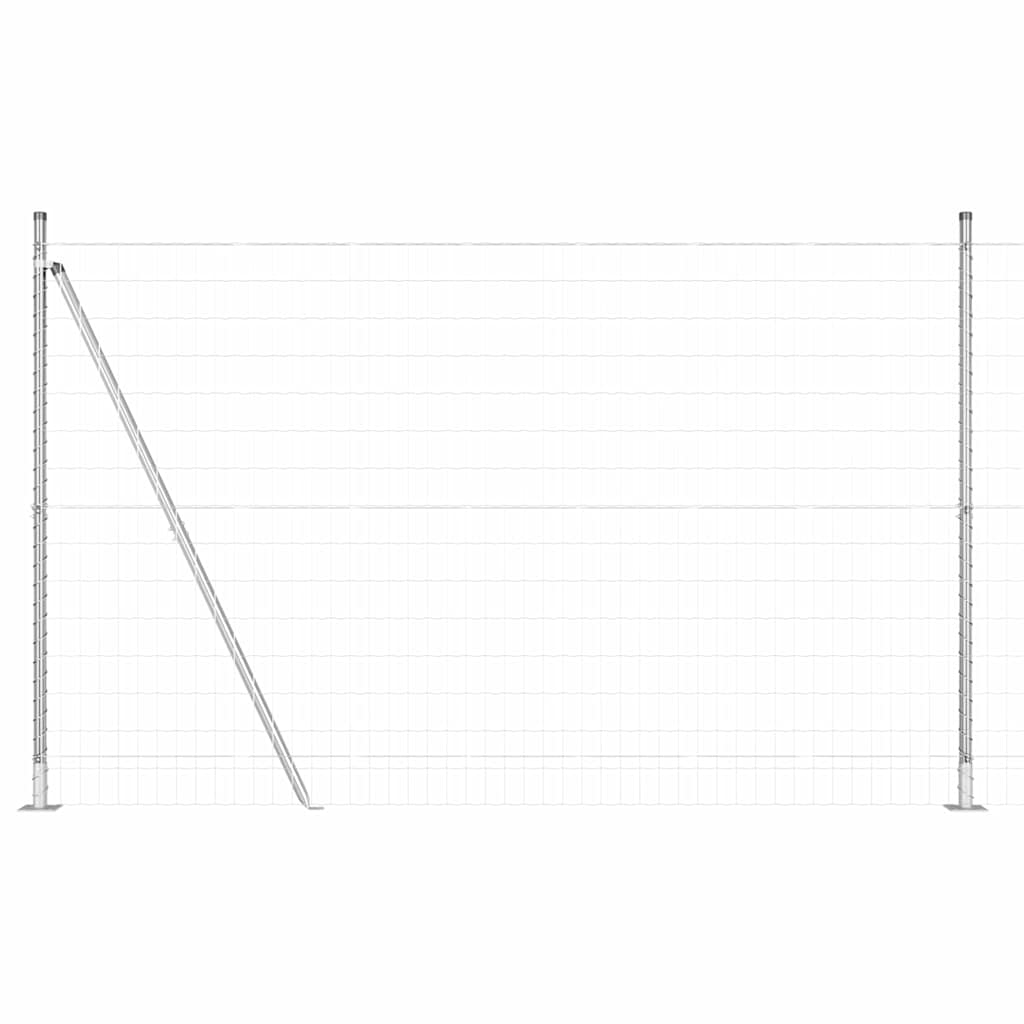 Fence with Post Silver 1.5 x 10 m Steel