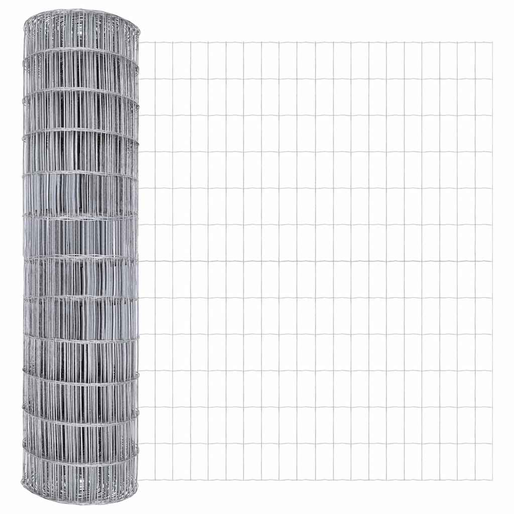 Fence with Post Silver 1.5 x 10 m Steel