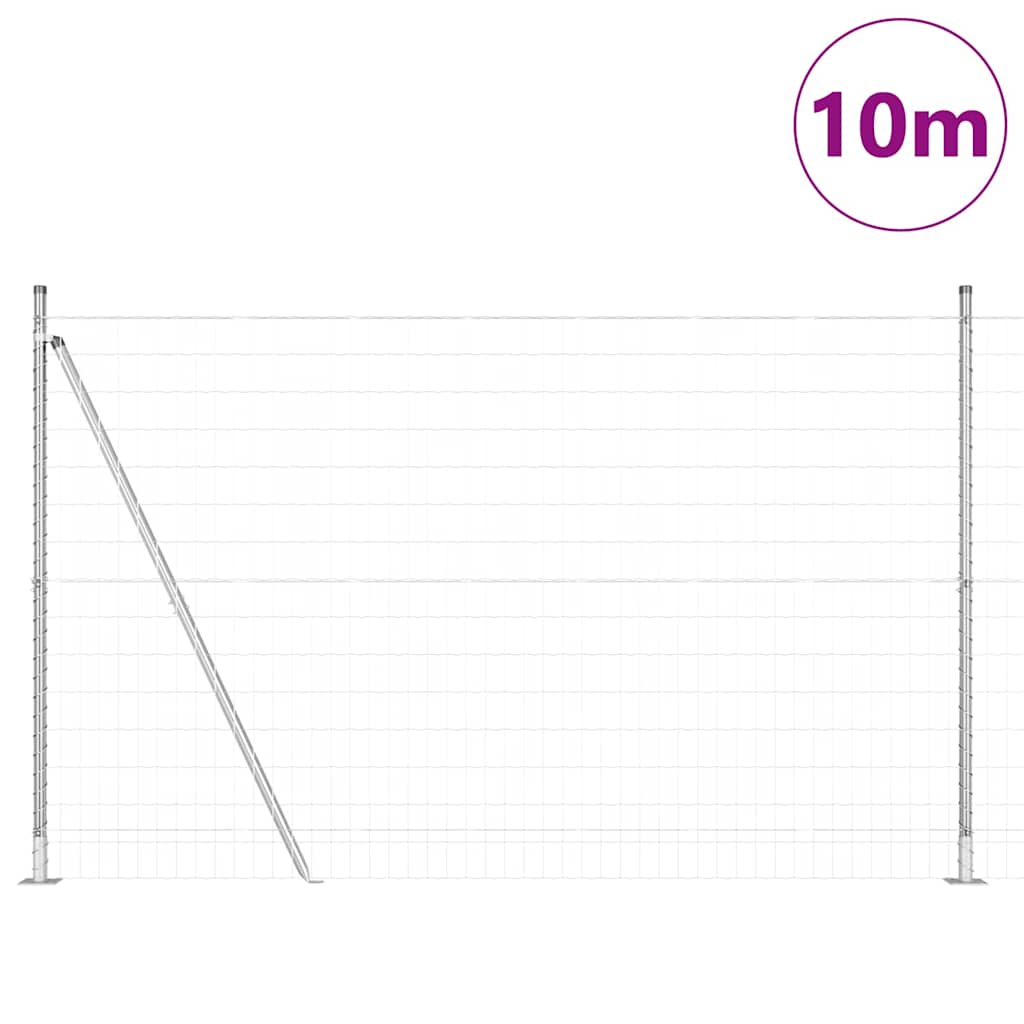 Fence with Post Silver 1.5 x 10 m Steel
