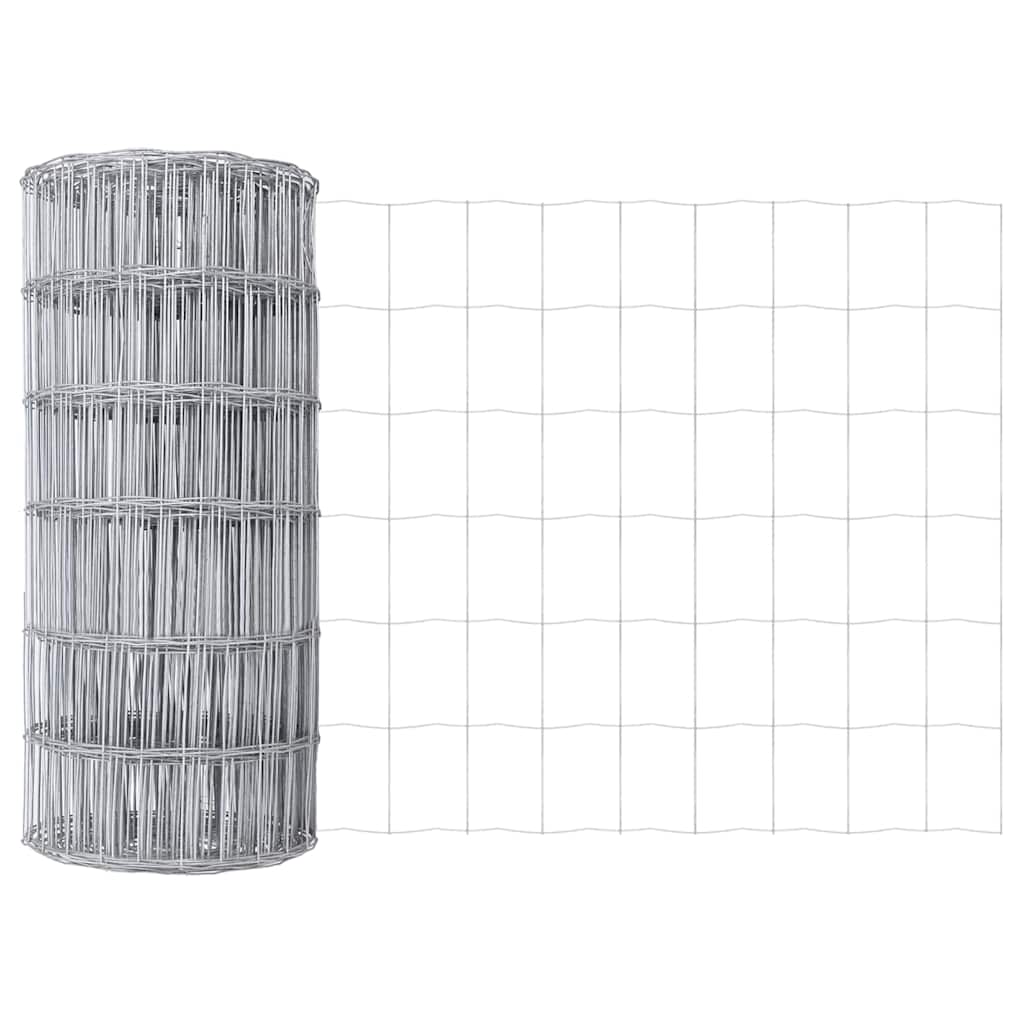 Fence with Post Silver 0.6 x 10 m Steel
