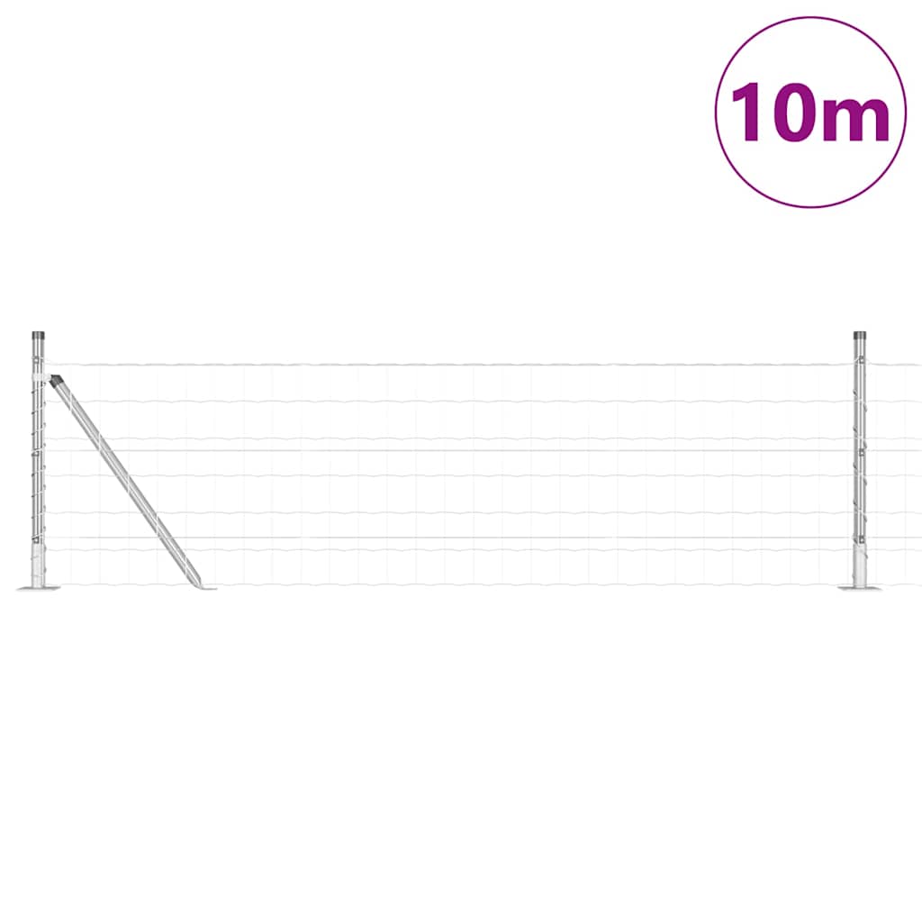 Fence with Post Silver 0.6 x 10 m Steel