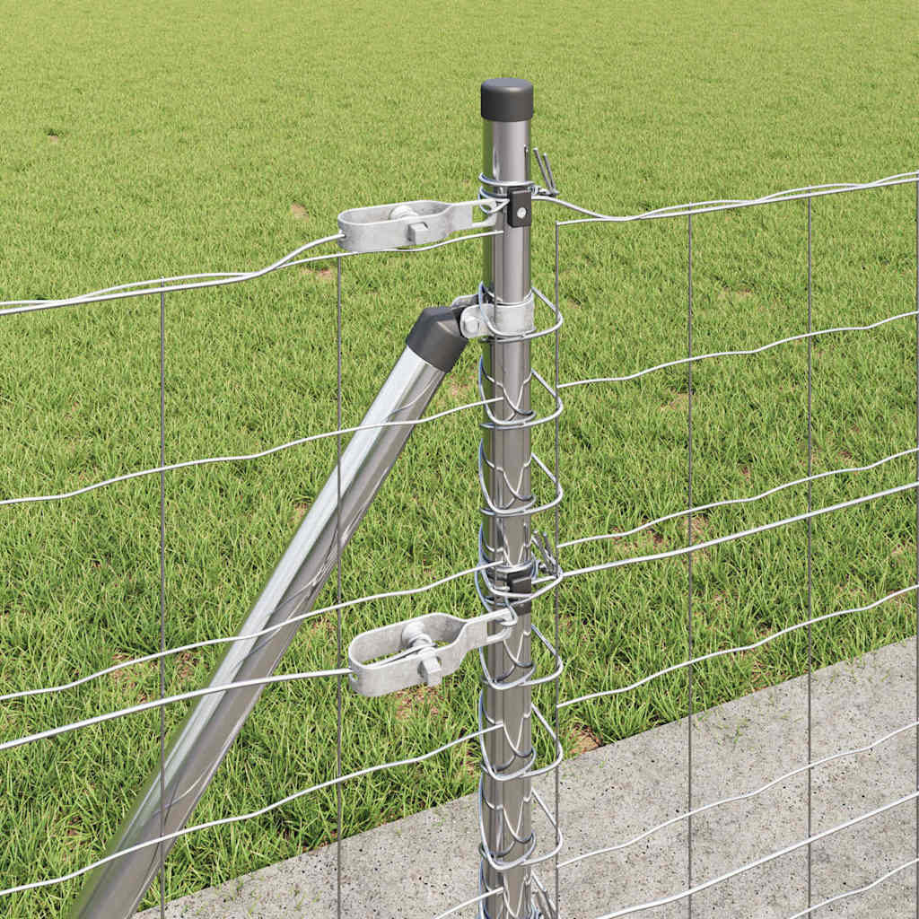 Fence with Post Silver 0.6 x 10 m Steel