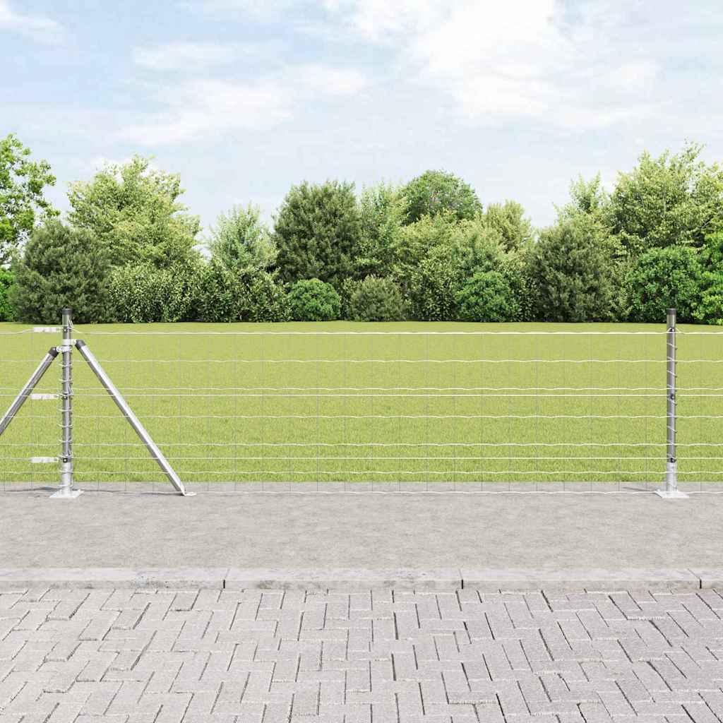 Fence with Post Silver 0.6 x 10 m Steel