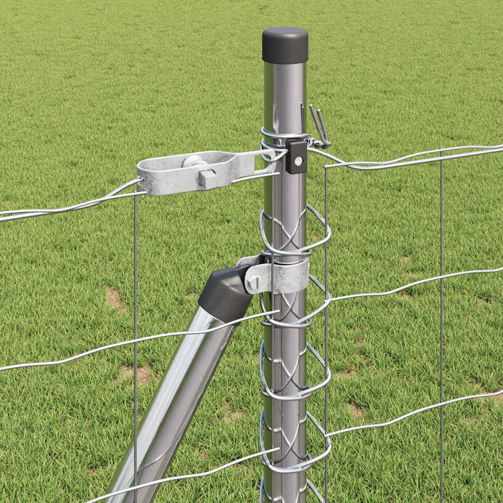 Fence with Post Silver 0.8 x 10 m Steel