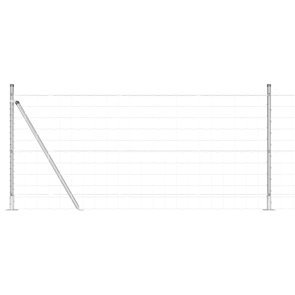 Fence with Post Silver 0.8 x 10 m Steel