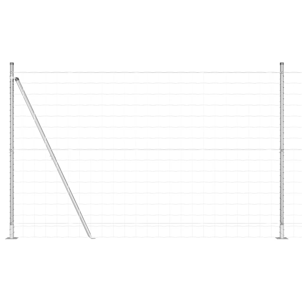 Fence with Post Silver 1.4 x 10 m Steel