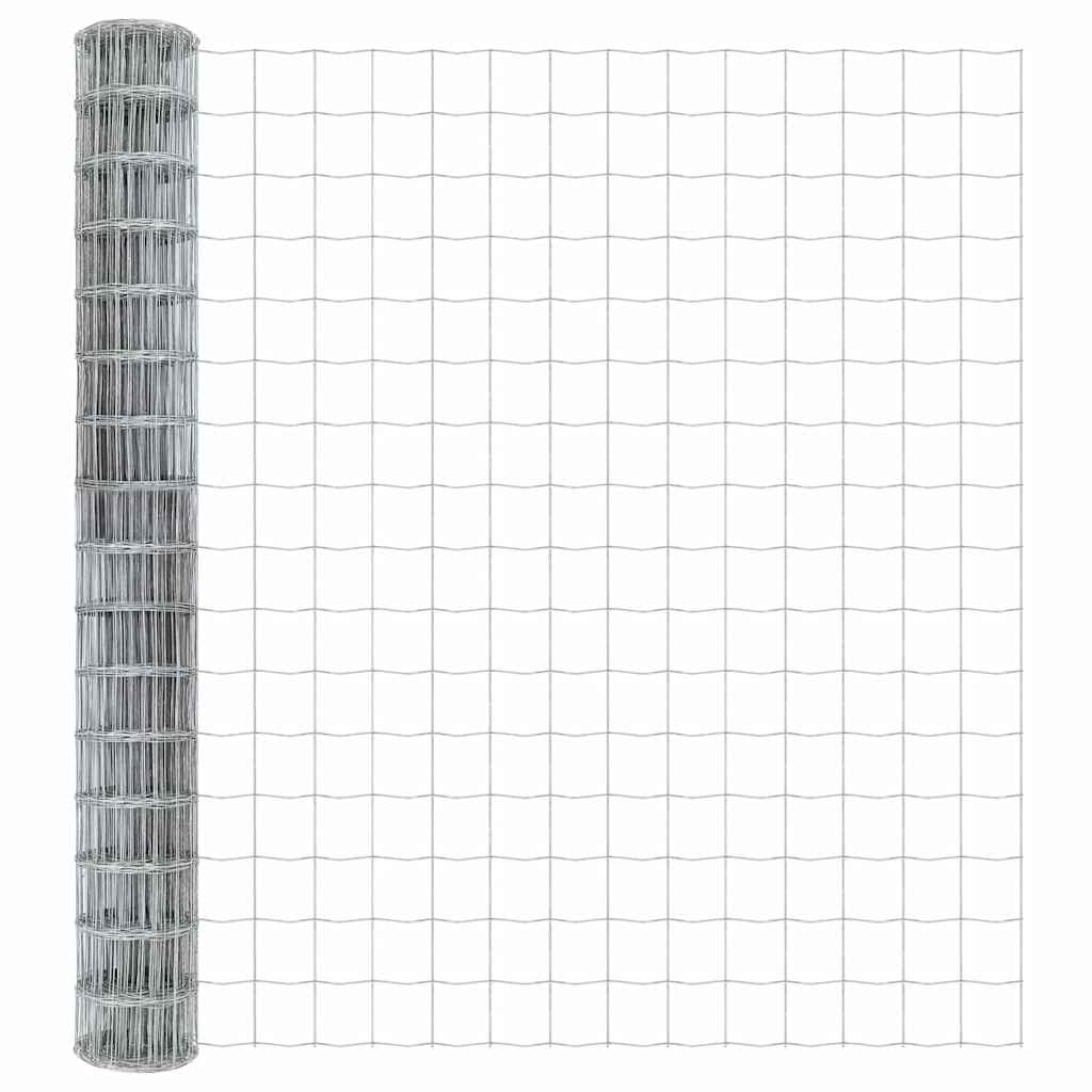Fence with Post Silver 1.4 x 10 m Steel