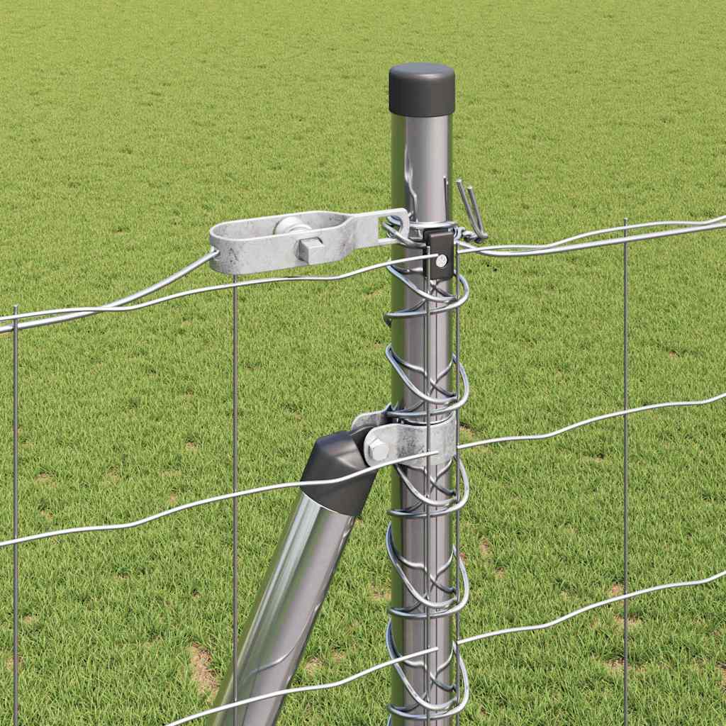 Fence with Post Silver 1.6 x 10 m Steel