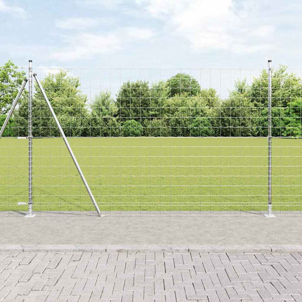 Fence with Post Silver 1.6 x 10 m Steel