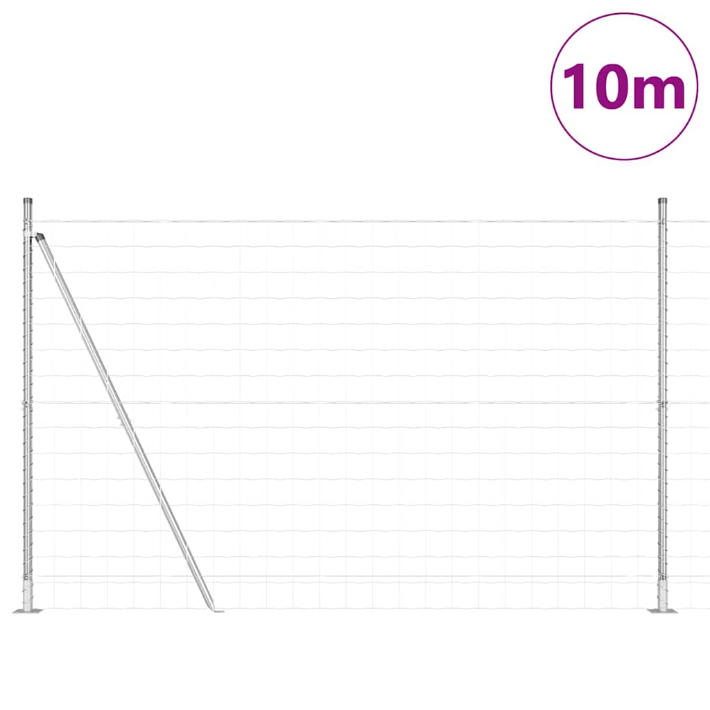 Fence with Post Silver 1.6 x 10 m Steel