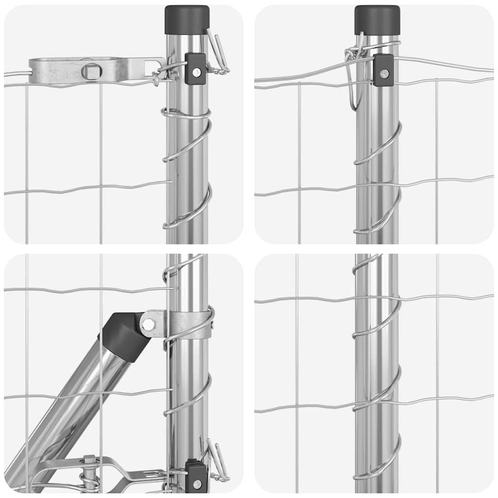 Fence with Post Silver 0.6 x 25 m Steel