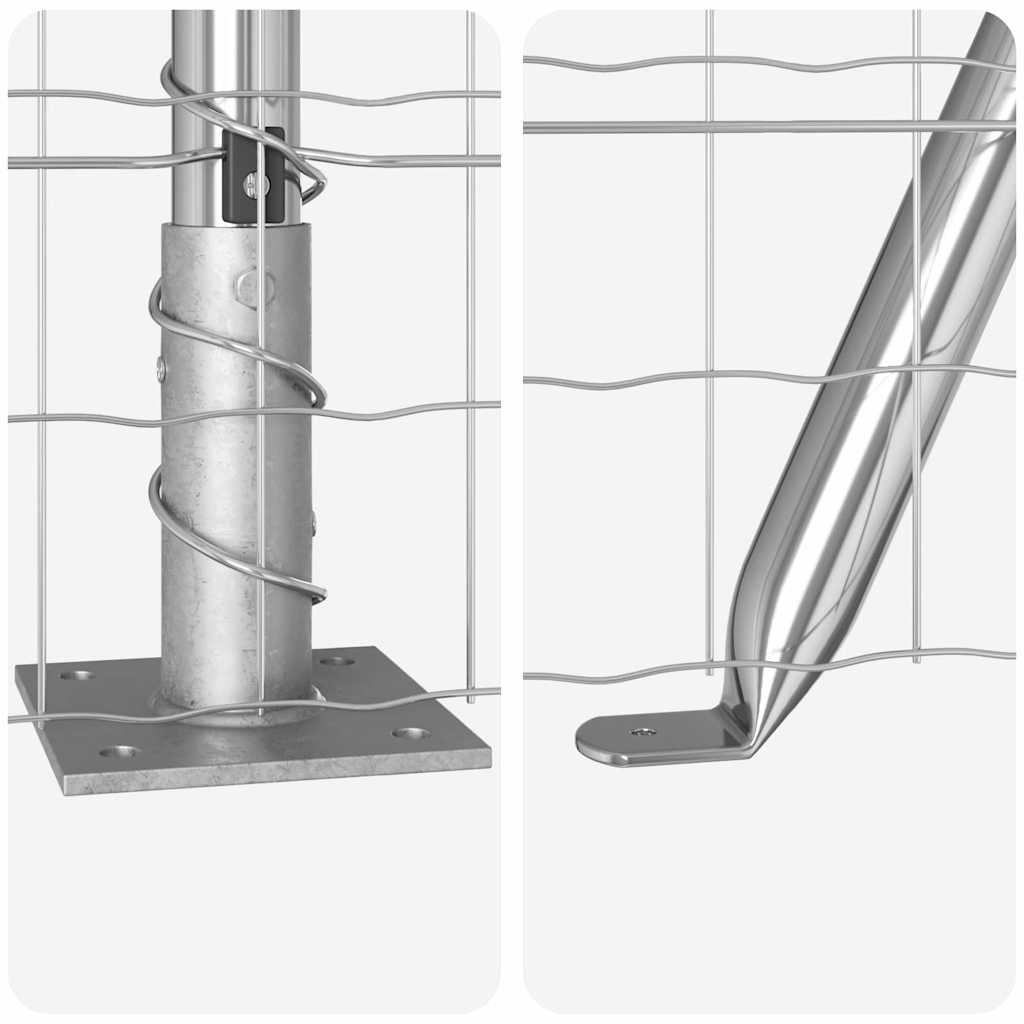 Fence with Post Silver 0.6 x 25 m Steel