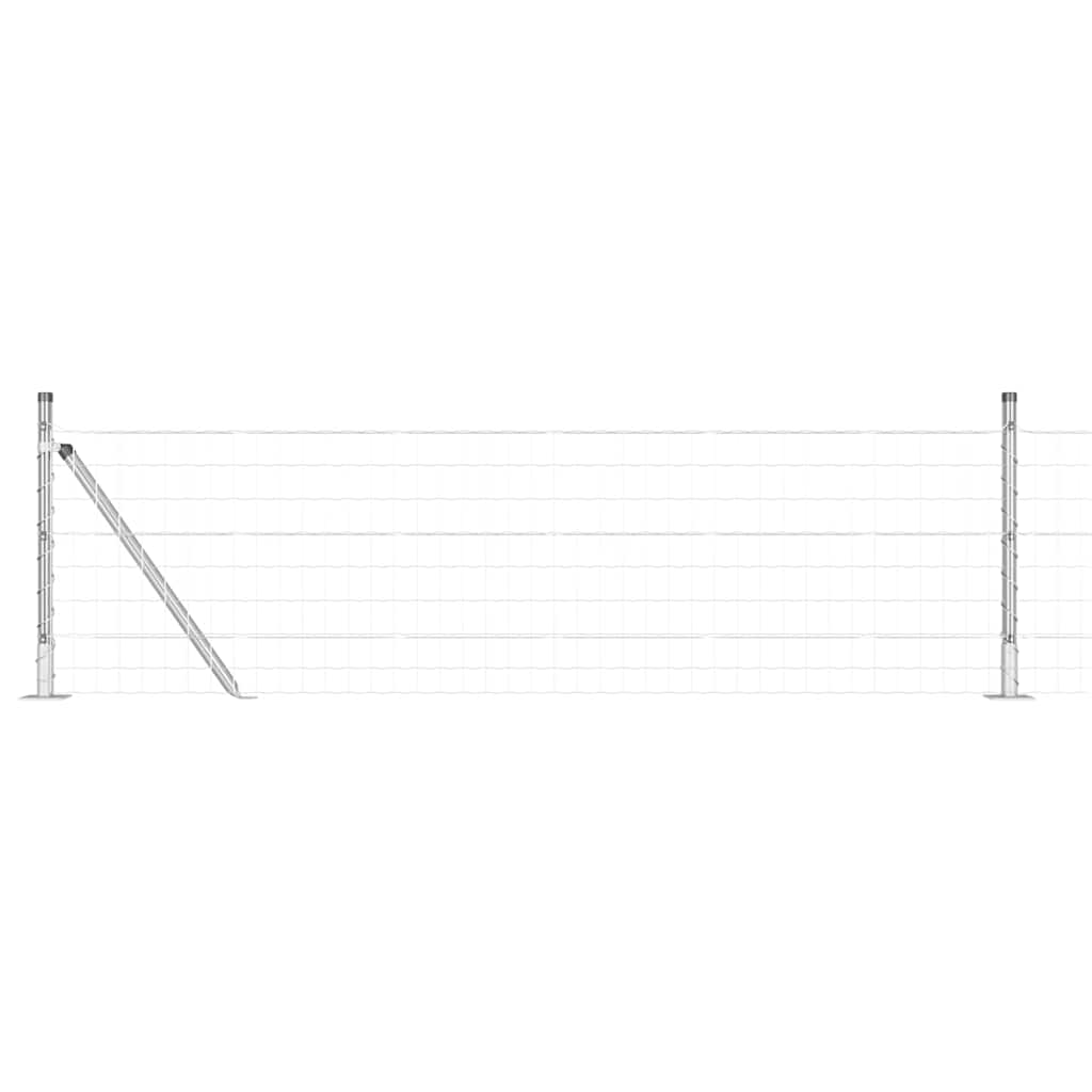 Fence with Post Silver 0.6 x 25 m Steel
