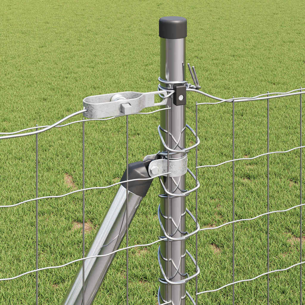 Fence with Post Silver 1 x 25 m Steel