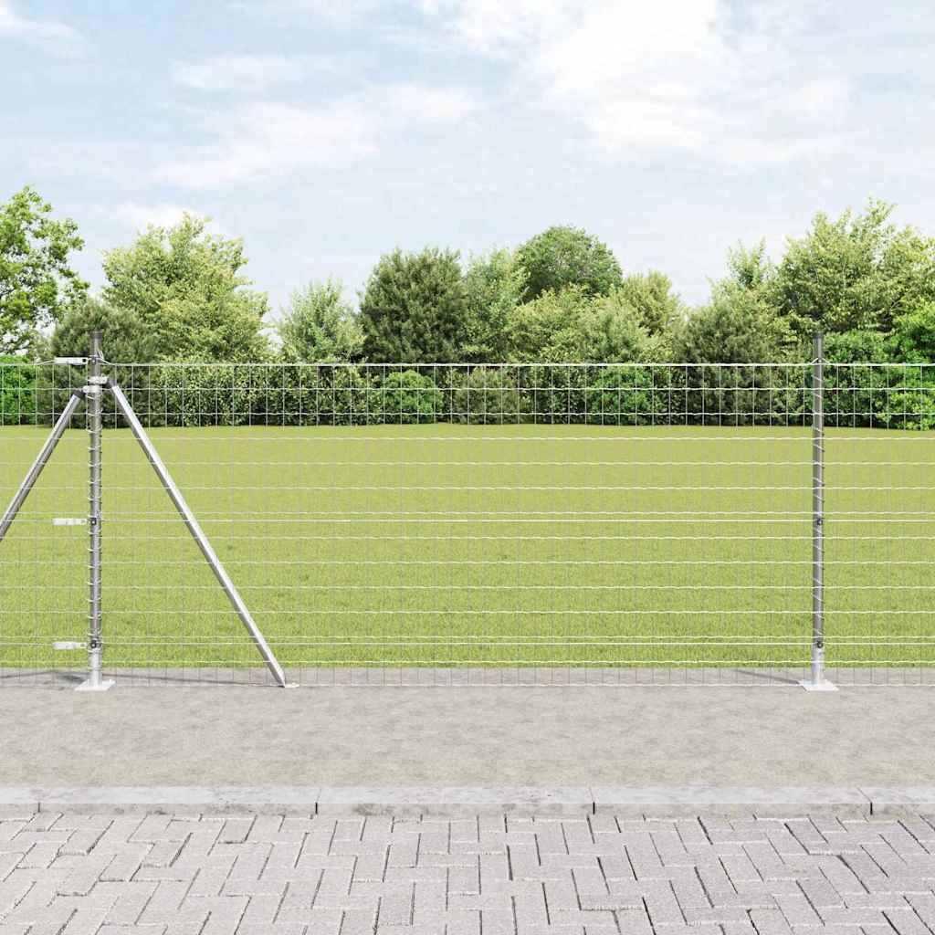 Fence with Post Silver 1 x 25 m Steel