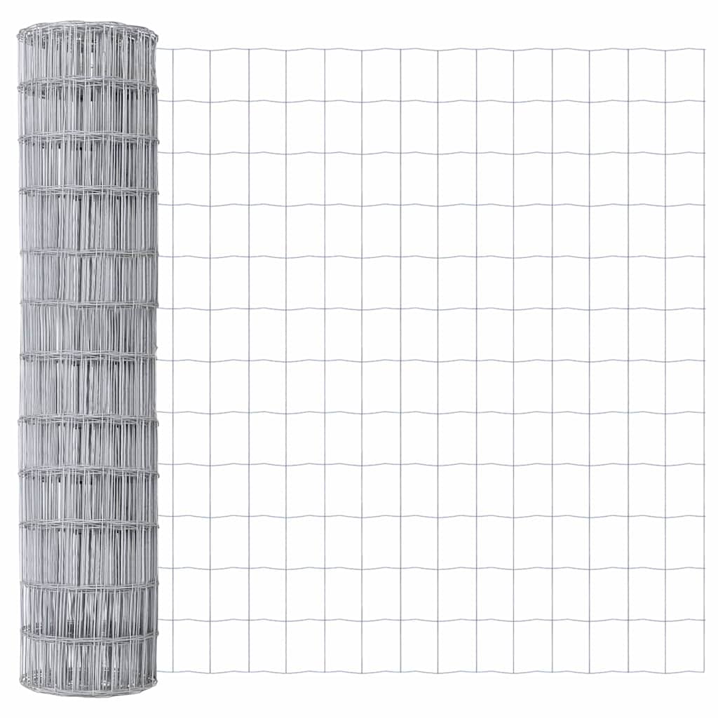 Fence with Post Silver 1.2 x 25 m Steel
