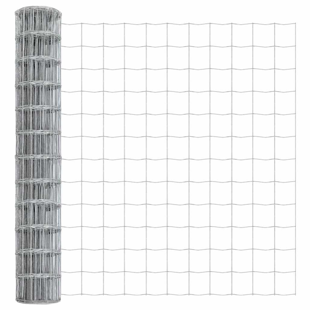 Fence with Post Silver 1 x 25 m Steel