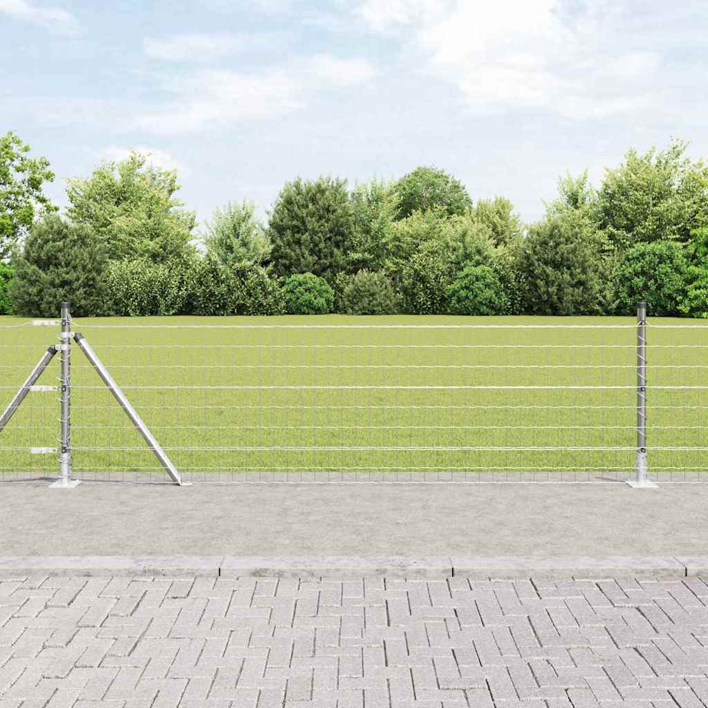 Fence with Post Silver 0.4 x 50 m Steel