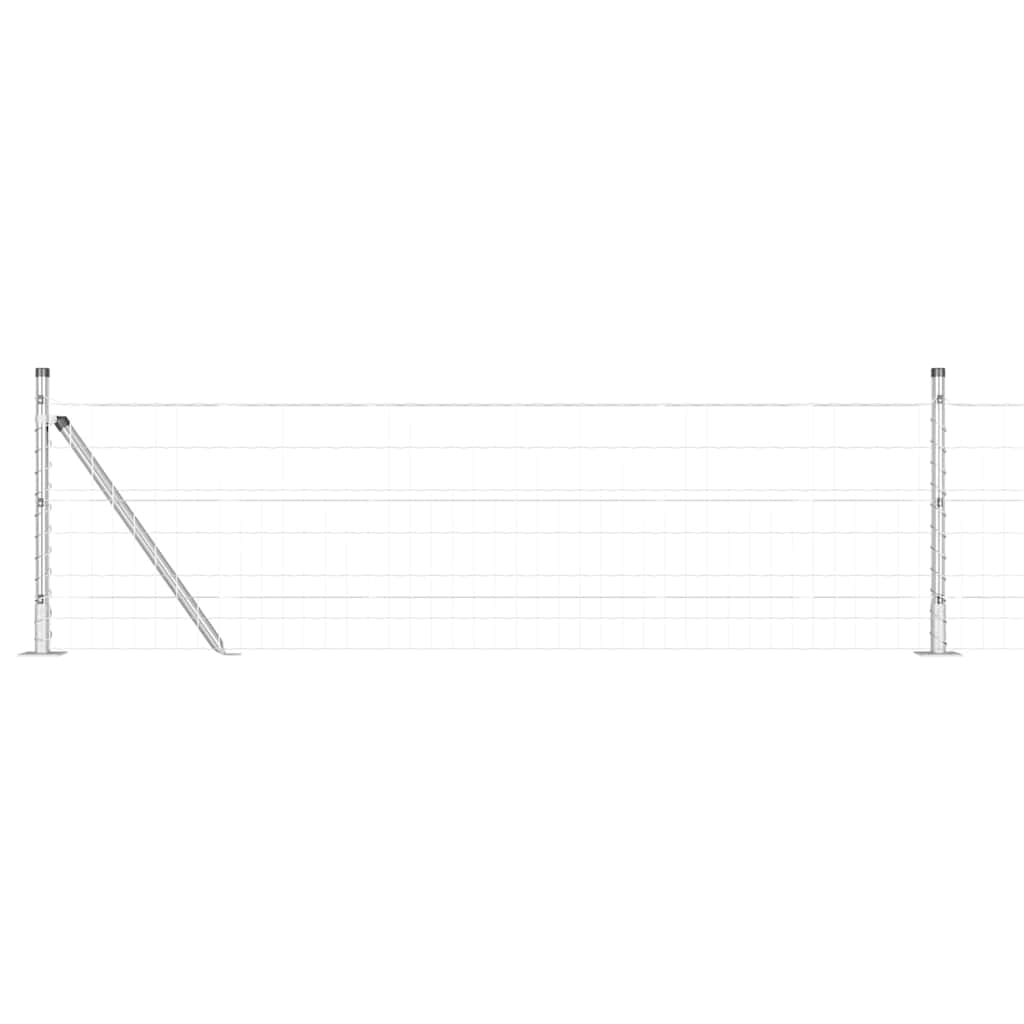 Fence with Post Silver 0.4 x 50 m Steel