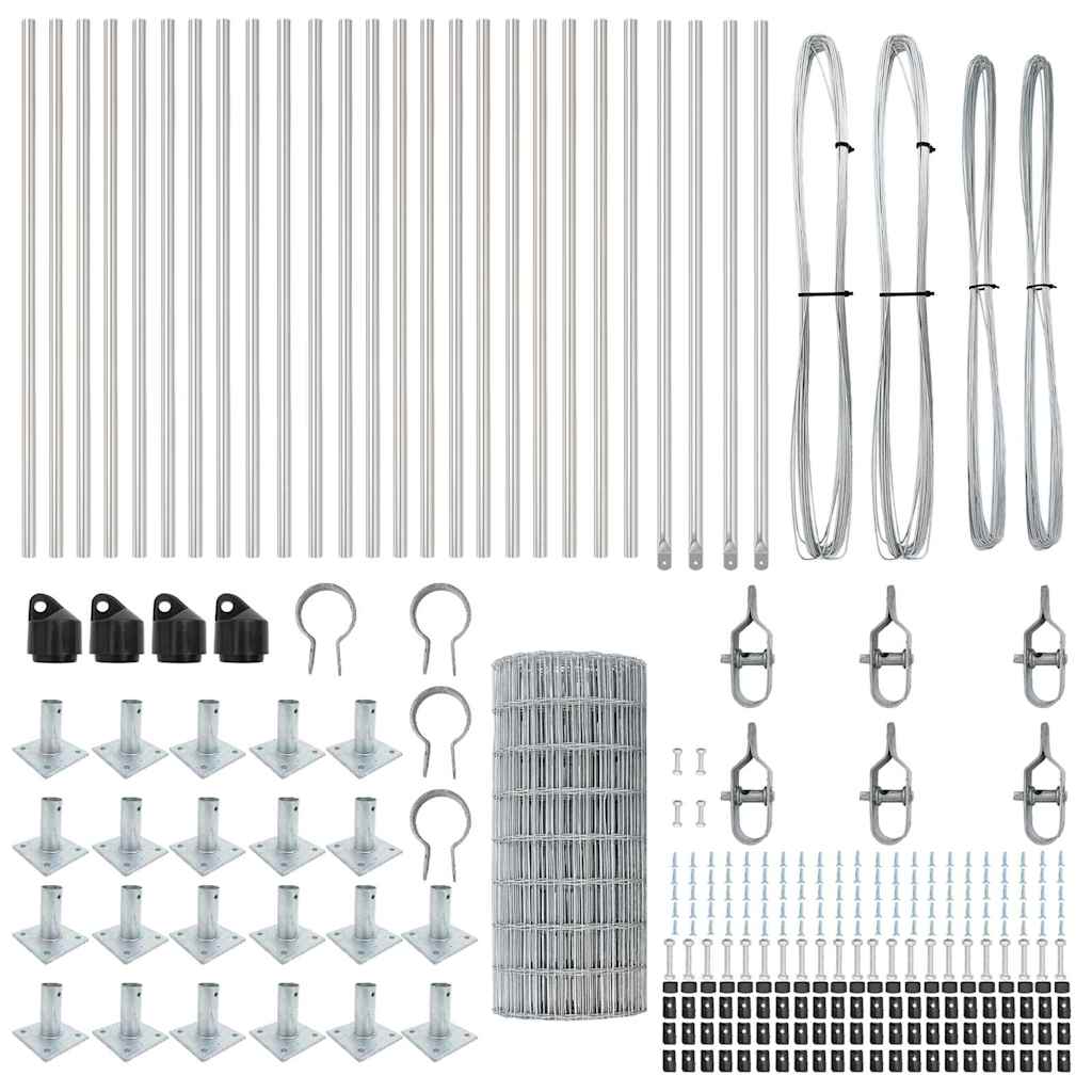 Fence with Post Silver 0.6 x 50 m Steel