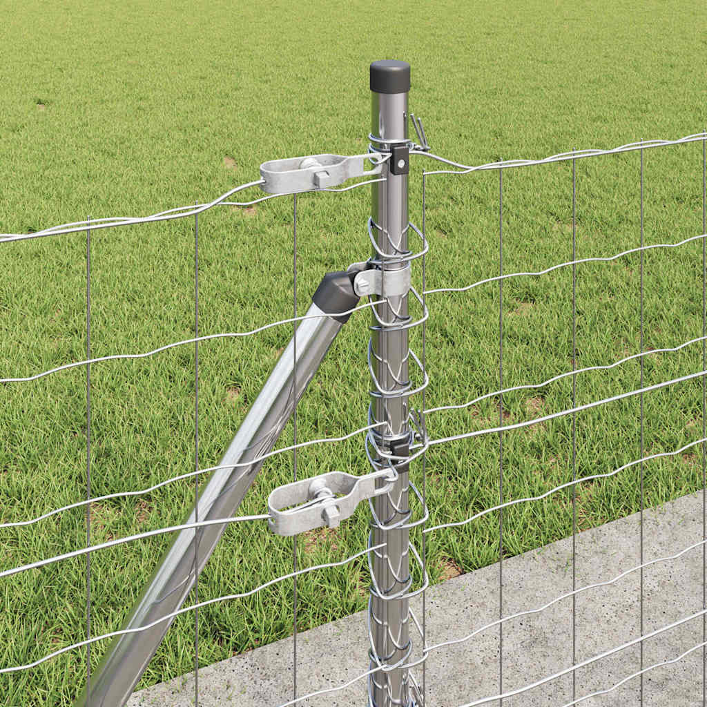 Fence with Post Silver 0.4 x 50 m Steel