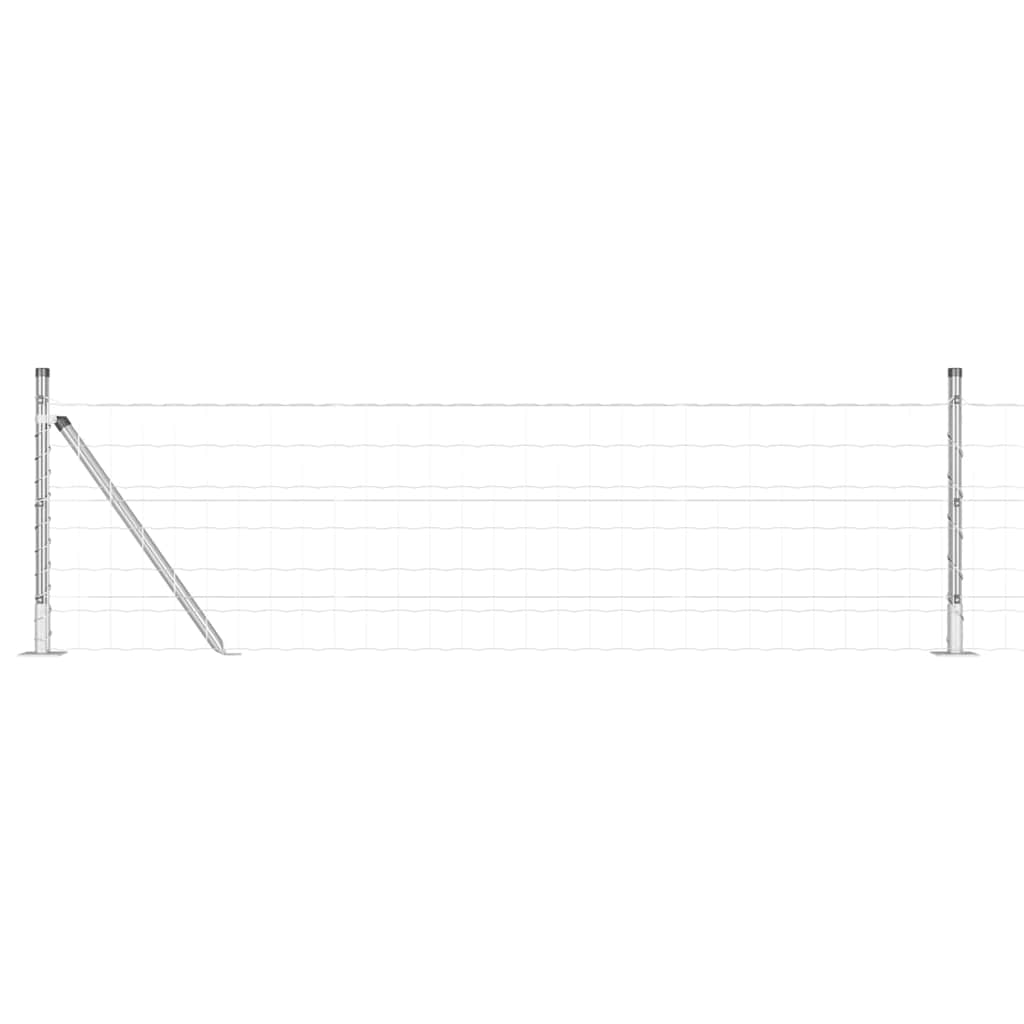 Fence with Post Silver 0.4 x 50 m Steel