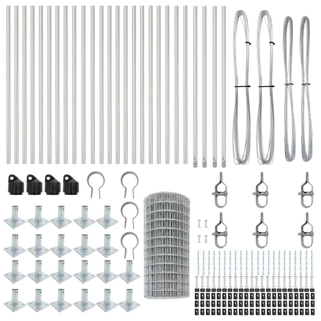 Fence with Post Silver 0.4 x 50 m Steel