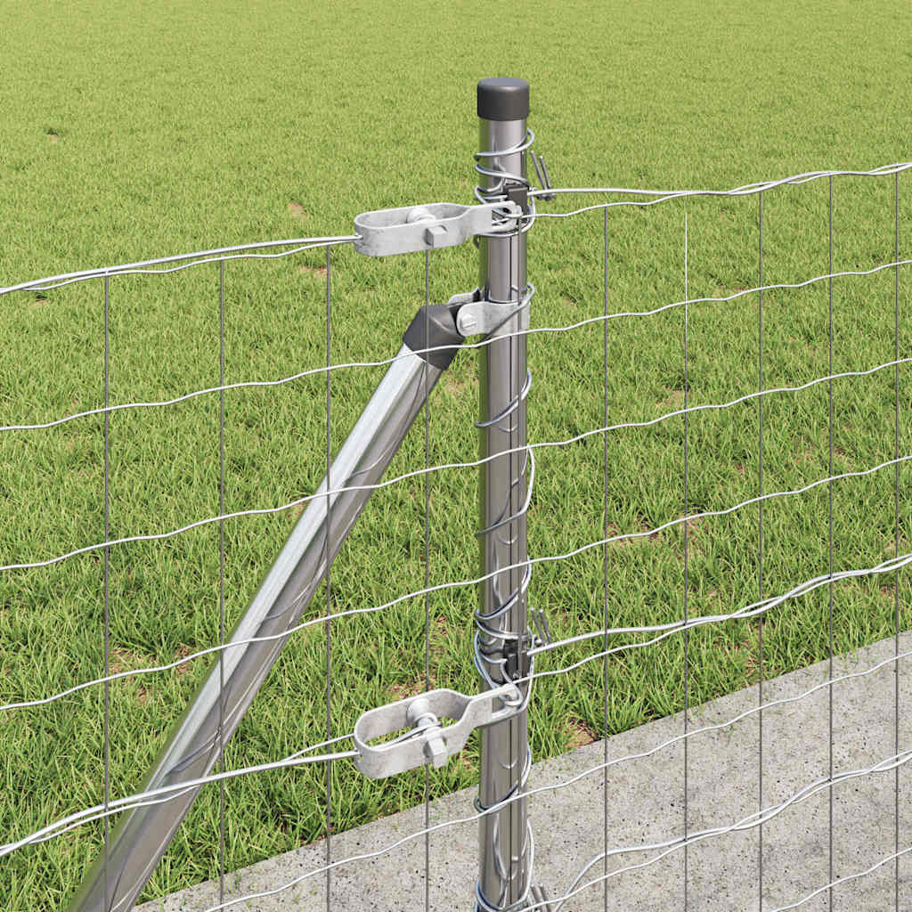 Fence with Post Silver 0.6 x 10 m Steel