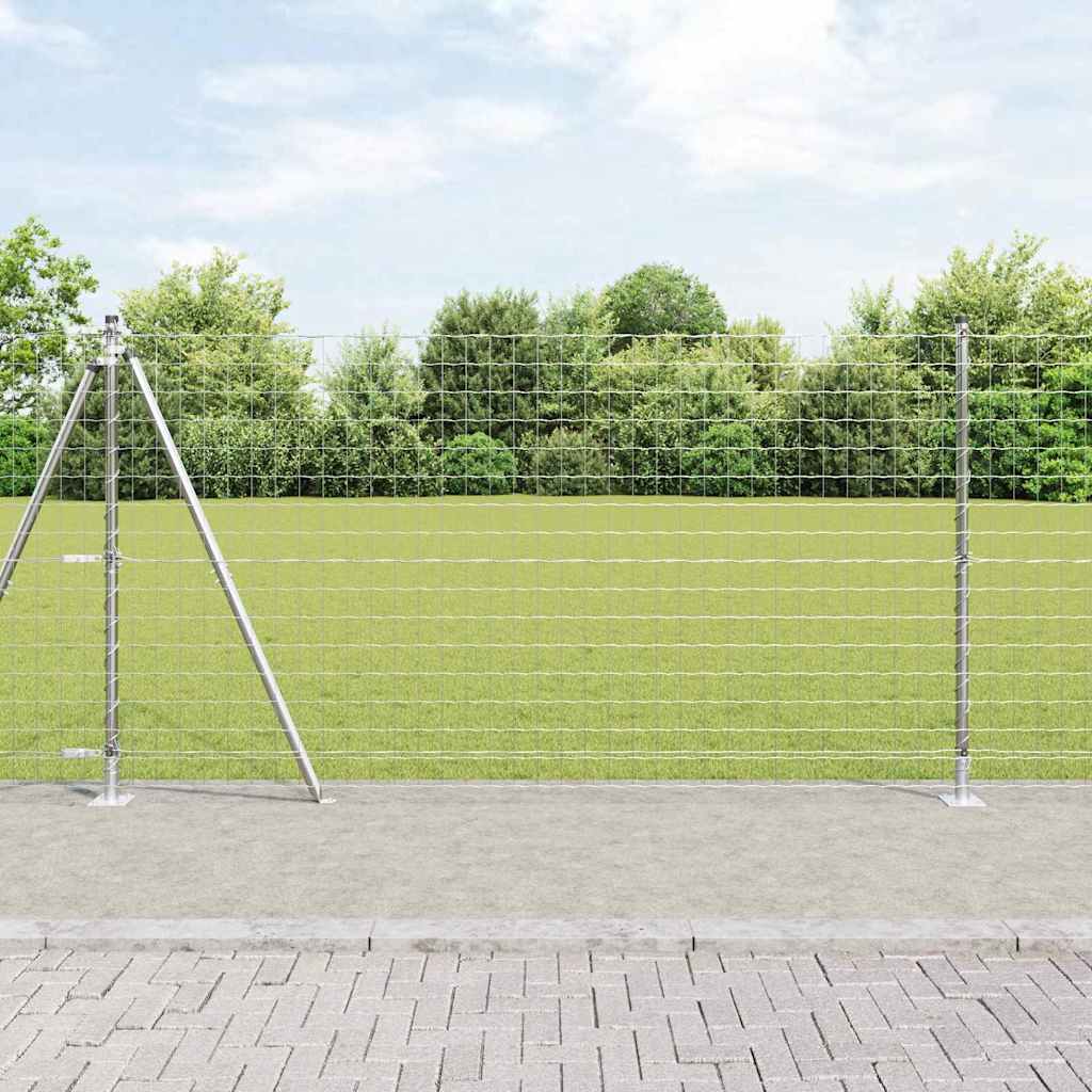 Fence with Post Silver 1.2 x 10 m Steel