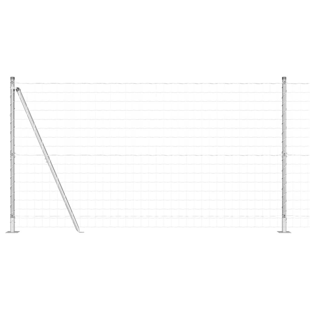 Fence with Post Silver 1.2 x 10 m Steel