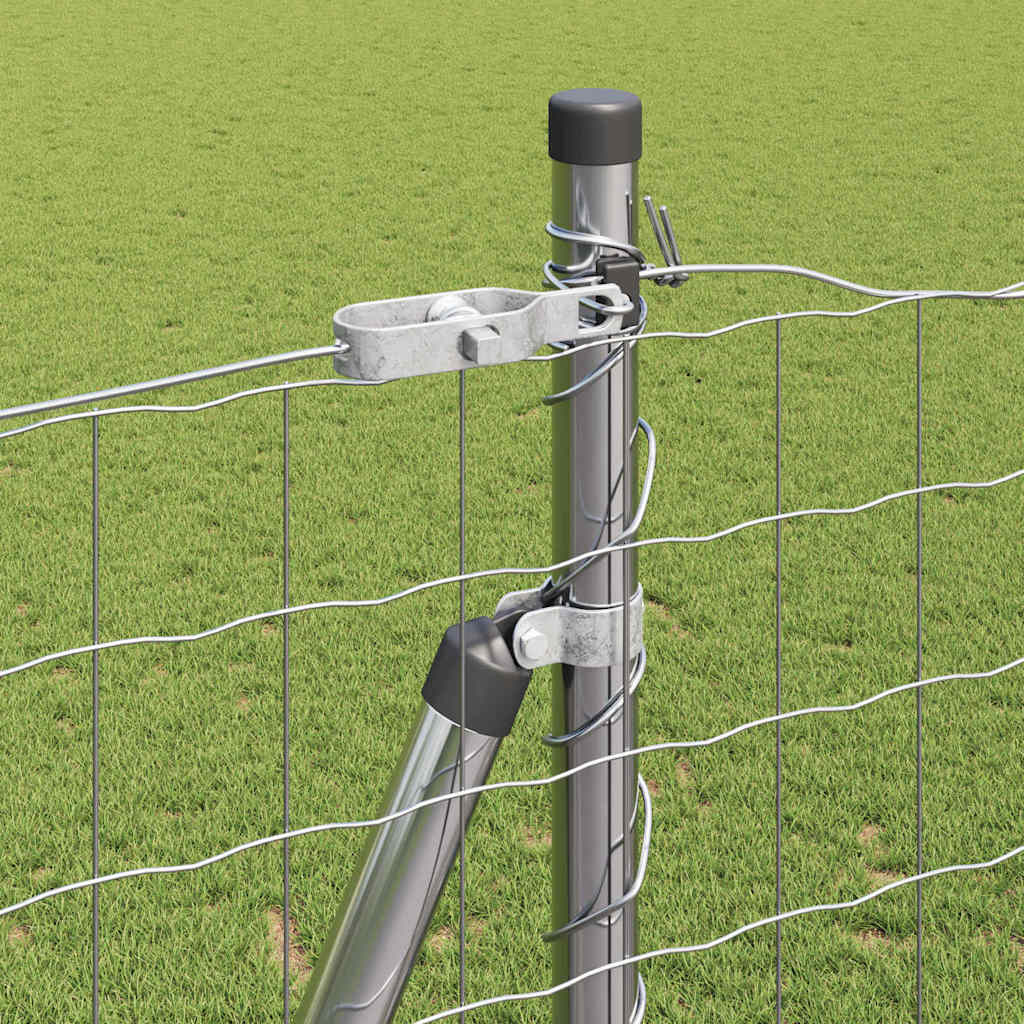 Fence with Post Silver 1.6 x 10 m Steel