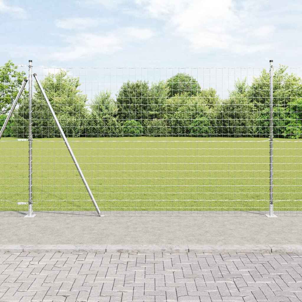 Fence with Post Silver 1.6 x 10 m Steel