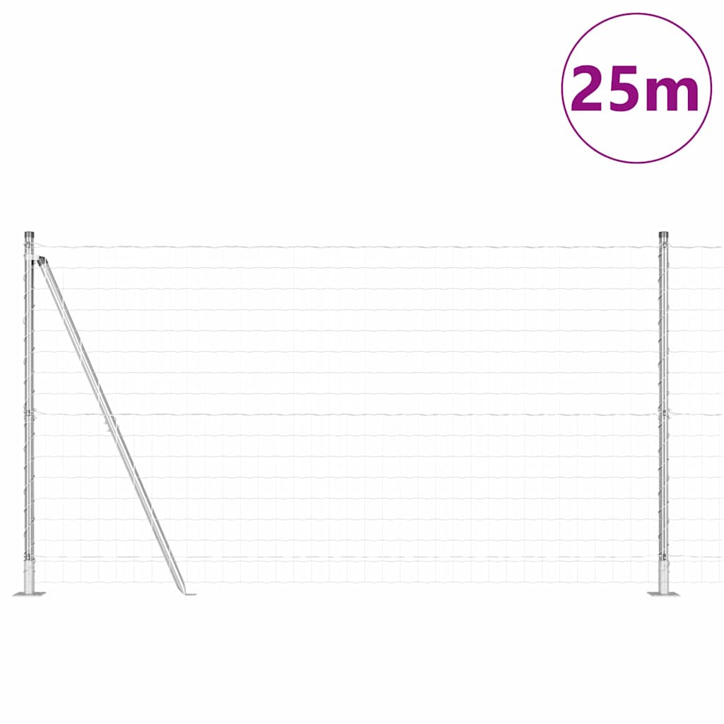 Fence with Post Silver 1.2 x 25 m Steel