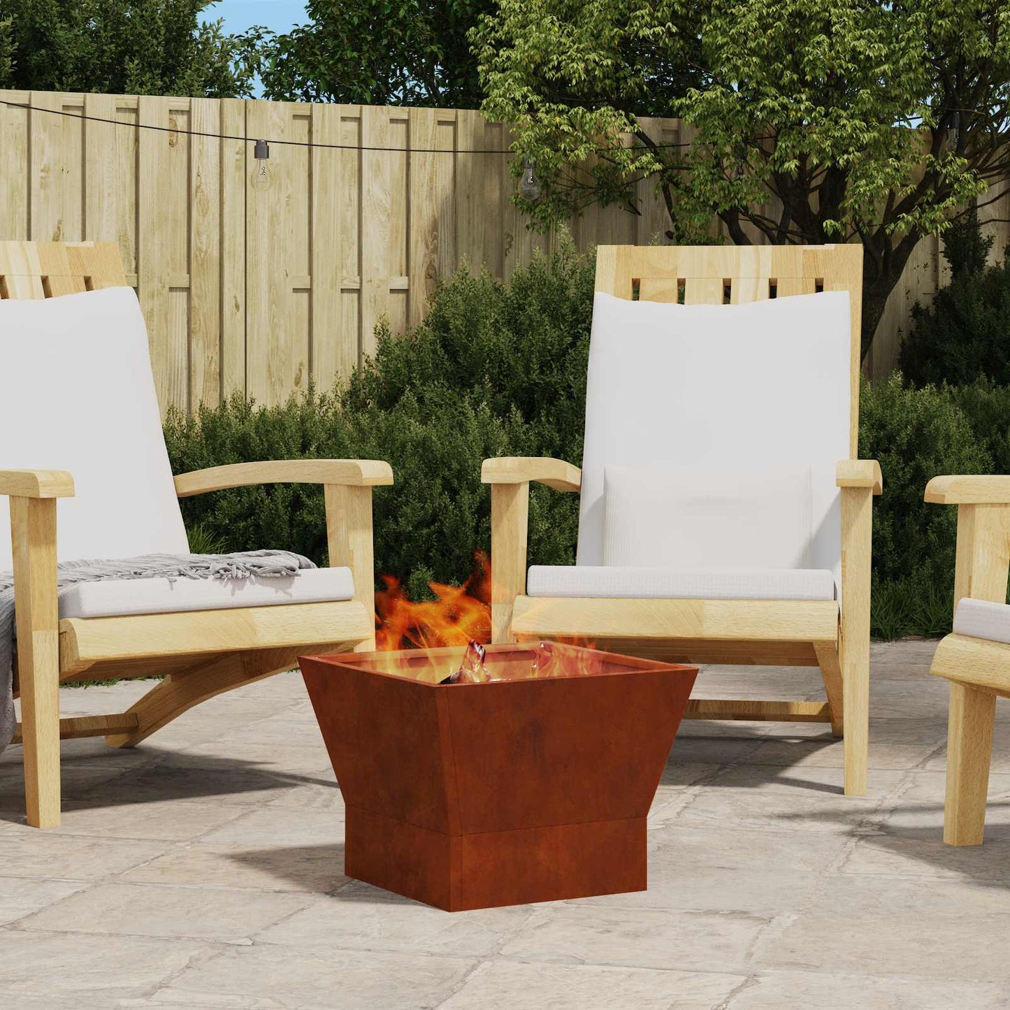 Fire Pit Brown 40 x 40 x 35 cm Weathering Steel