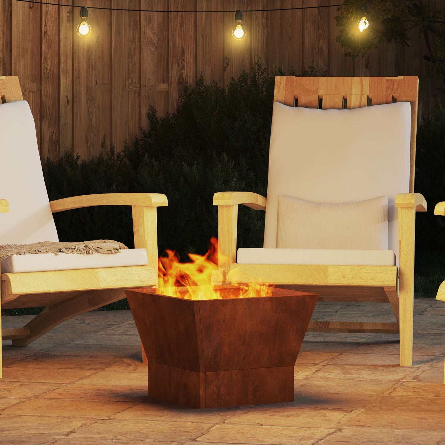 Fire Pit Brown 40 x 40 x 35 cm Weathering Steel