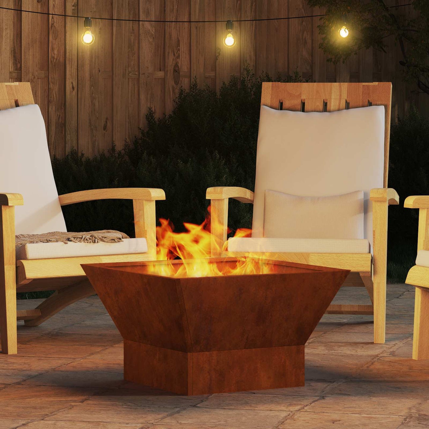 Fire Pit Brown 60 x 60 x 35 cm Weathering Steel