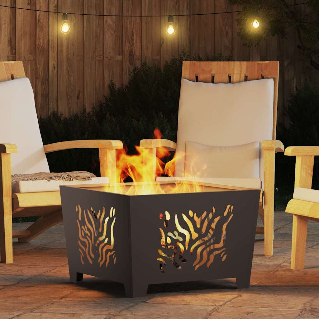 Fire Pit Black 60 x 60 x 40 cm Weathering steel