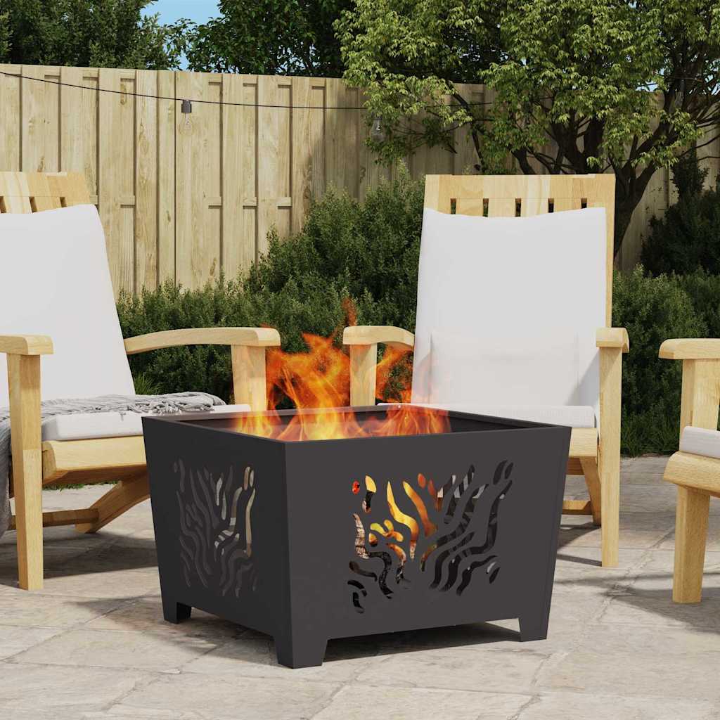 Fire Pit Black 60 x 60 x 40 cm Weathering steel