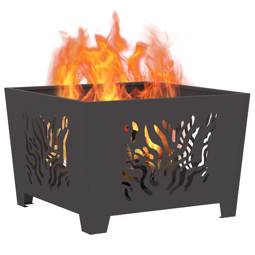 Fire Pit Black 60 x 60 x 40 cm Weathering steel