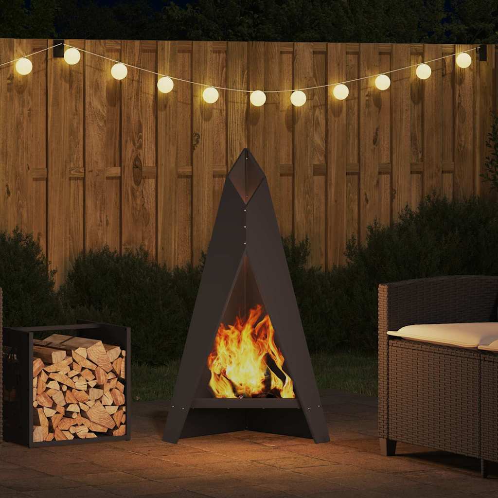 Fire Pit Black 58 x 40 x 100 cm Steel