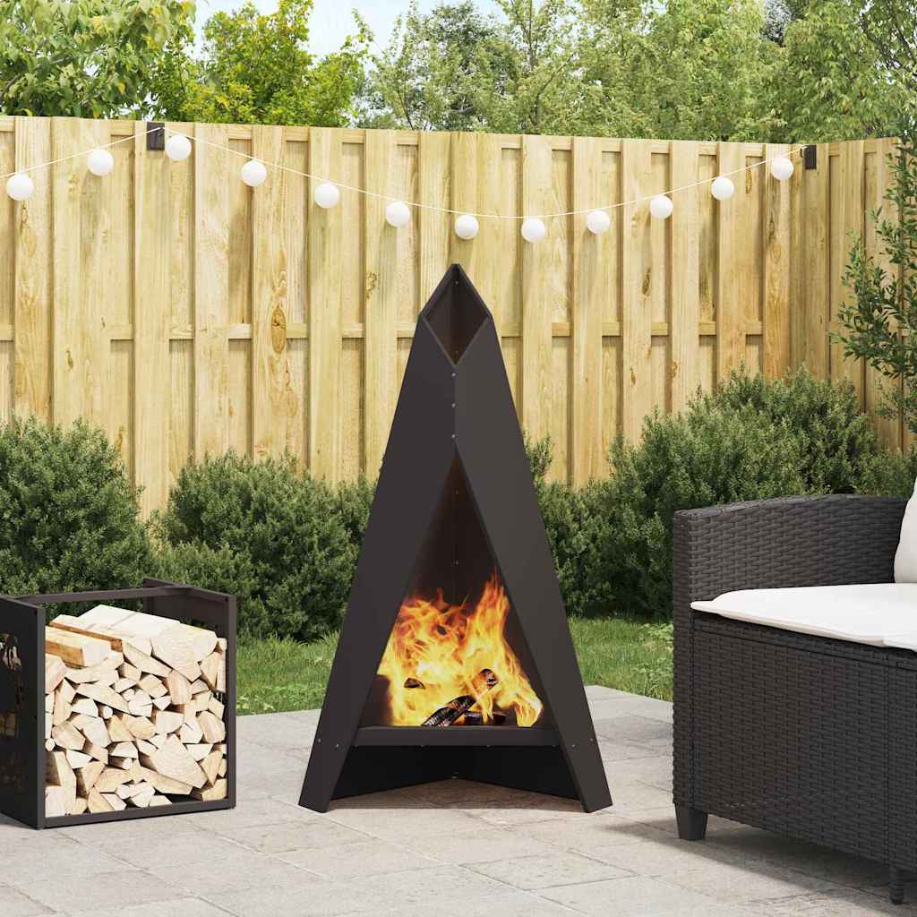 Fire Pit Black 58 x 40 x 100 cm Steel