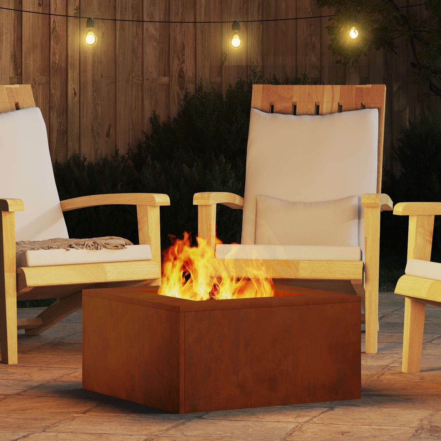 Fire Pit Brown 60 x 60 x 30 cm Weathering Steel