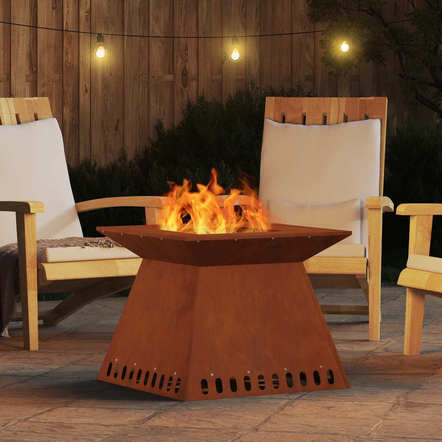 Fire Pit Brown 60 x 60 x 50 cm Weathering Steel