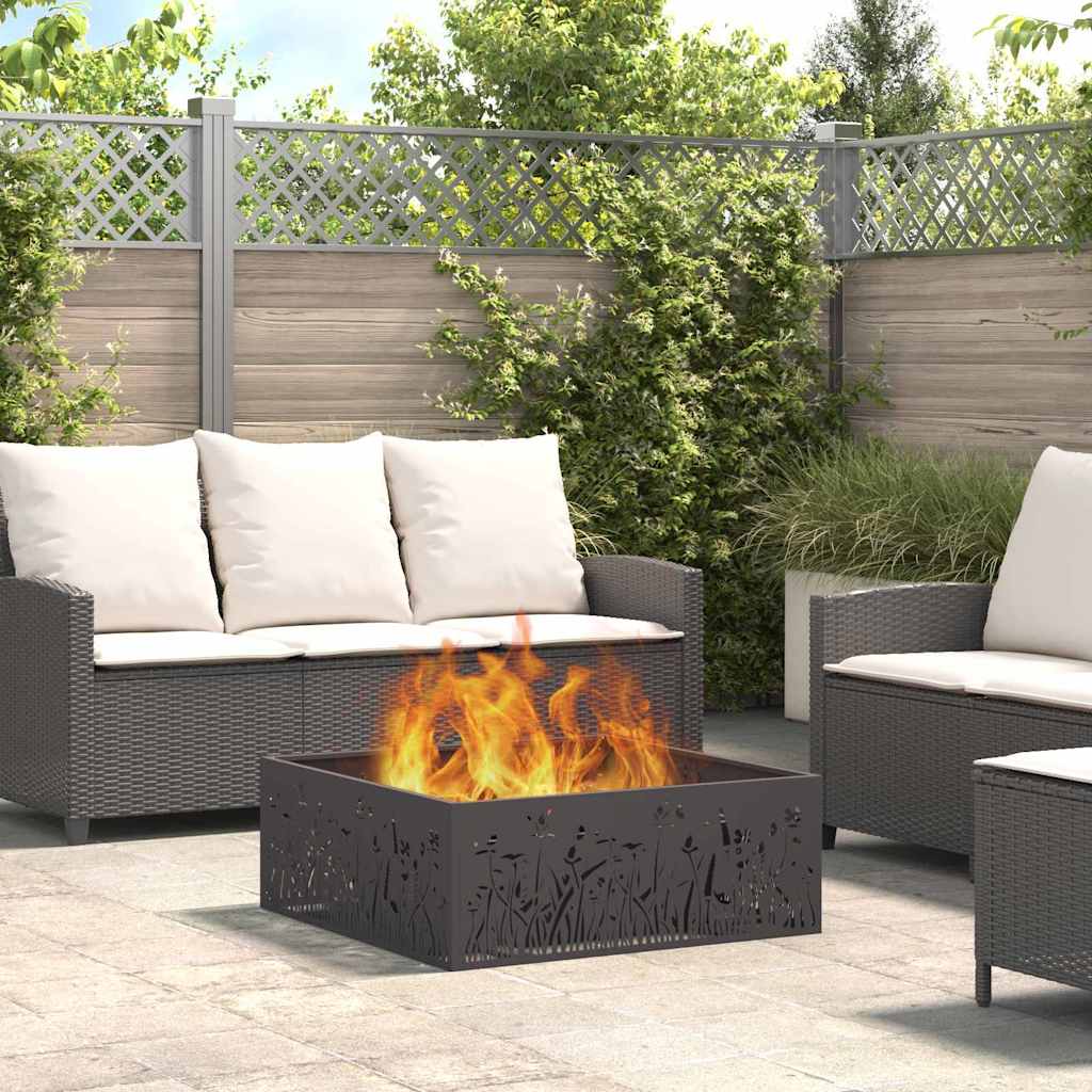 Fire Pit Black 80 x 80 x 30 cm Steel
