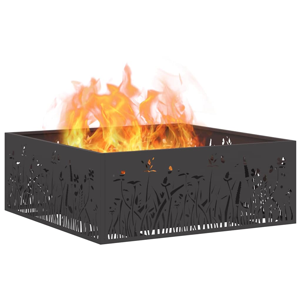 Fire Pit Black 80 x 80 x 30 cm Steel